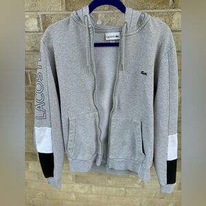 Grey Lacoste Zip Up Sweater